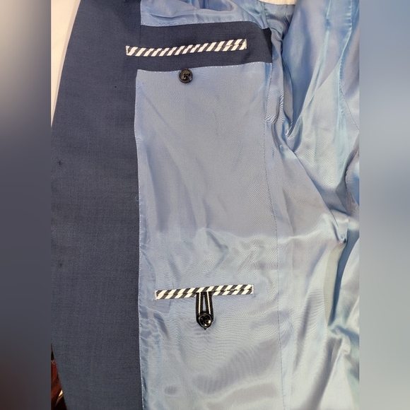 Original Penguin By Munsingwear Navy Birdseye Stretch Suit Jacket Mens 42L - Picture 13 of 16